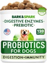 BARK & SPARK Dog Probiotic Chews - Gas, Diare, Allergies - Enzymes + Prestibile - Chewable Fiber - Dibuble, Imunitas - USA Membuat - 90 Ct - Chicken