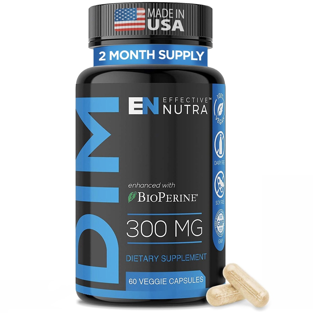 Tambahan NUTRA EFFECTIVE 300mg dengan BioPerine - Ekstra Kekuatan Estrogen Blocker untuk Pria & Perempuan - Hormone & Metabolisme Dukungan - 2 Bulan Supppply