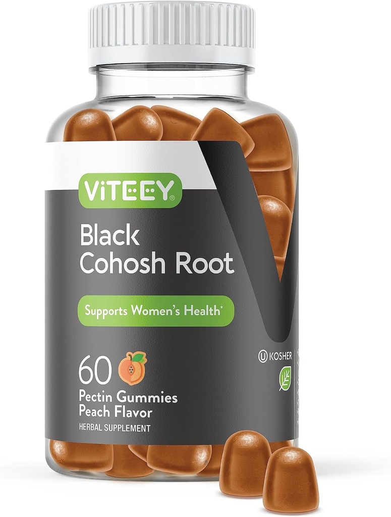 Vareey Black Cohosh Root Gummies - Menopause Relief for Hot Flashes and Night Sweats - Vegan, Gluten Free, Non- GMO - 60 Count
