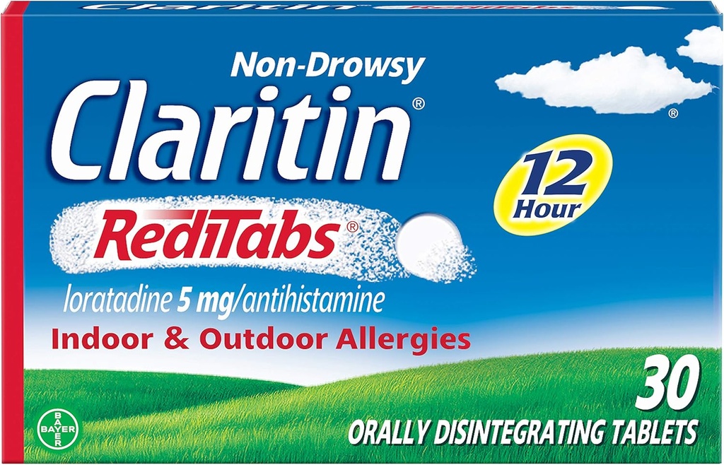 Claritin RediTAbs 12 Hour Allergy Medicine, Non-Drowsy Rescription Power Allergy Relief, Loratadine Antihistamine Tablet, 30 Count, Paket 2