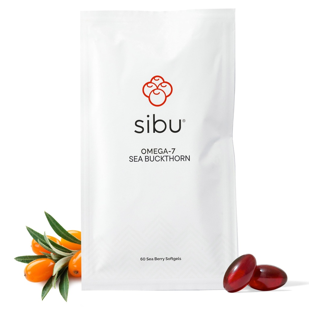 sibu Sea Buckthorn Omega- 7 Softgels (30- Day Refill Saget) - Suplemen untuk Kulit sehat, Rambut, Nails dan Dryness