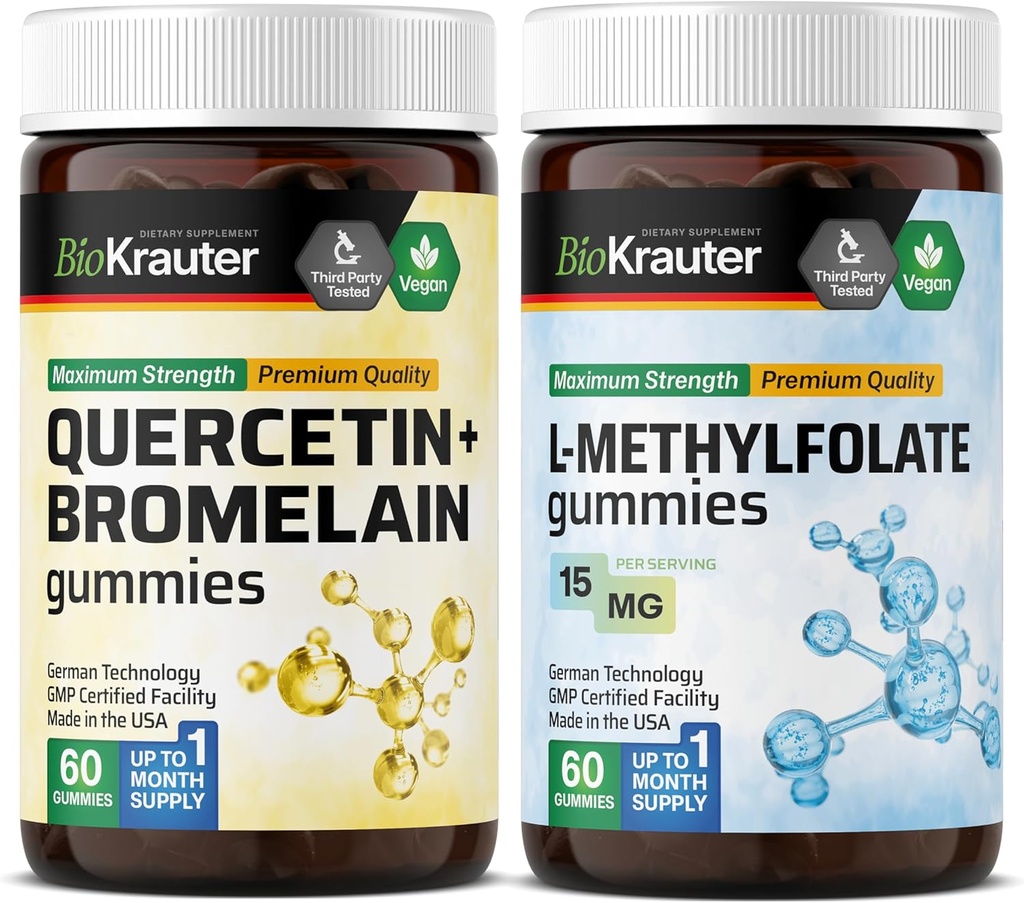 BIO KRAUTER Quercetin dengan Bromelain 60 Gummies & L- Methyfolat 60 Gummies