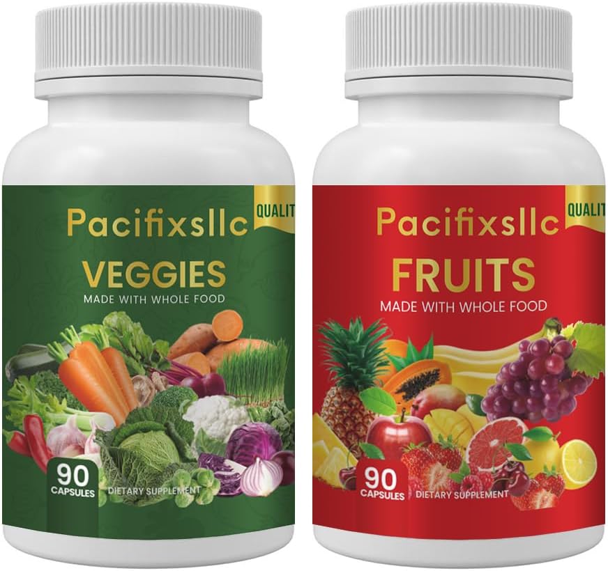 Buah dan Vegi menangkap 100% Tingkat Energi Alam superfood untuk Pria dan Wanita, Set 2, 180 count-90 & Buah 90 Vegies