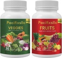 Buah dan Vegi menangkap 100% Tingkat Energi Alam superfood untuk Pria dan Wanita, Set 2, 180 count-90 & Buah 90 Vegies