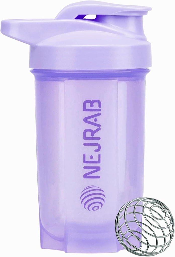 Protein Shake Bottle - Sempurna untuk Coffee, Protein Powder - 16 Oz -for Gym with Mixer ball - Shaker Cups for Protein Shakes (Purpel)
