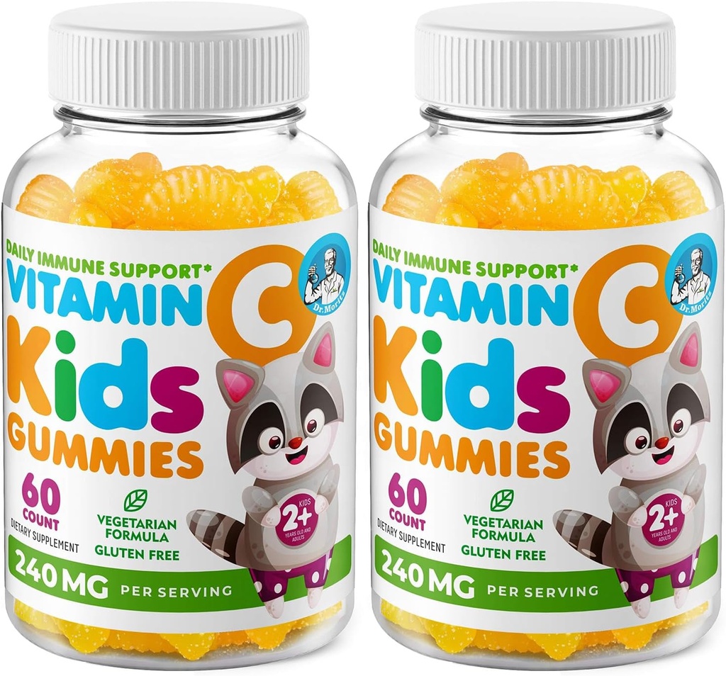 DR. MORITZ Vitamin C Gummies untuk Anak-Anak & Dewasa 240 mg - Imuniune Dukungan Lower-Sugar Chewable Vitamin untuk Toddlers - Vegetarian Gagatin- Free Children 's Diet Supplemen (Citrus Flavor) (120 Count)