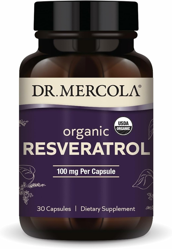 Dr. Mercola Reveratrol Organik - 100 mg Cellular & Cardiovaskular Dukungan - 99,9 Percent Transveratrol - dari Jepang Knotweed - 30 Kapsul (30 Hamba)