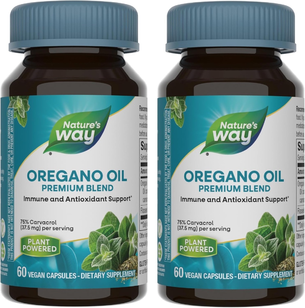 Nature 's Way Oregano Oil - Imune Supplement * - 75- 85% Carvacrol - Gluten Free - 60 Vegan Capsules (2 Pack)