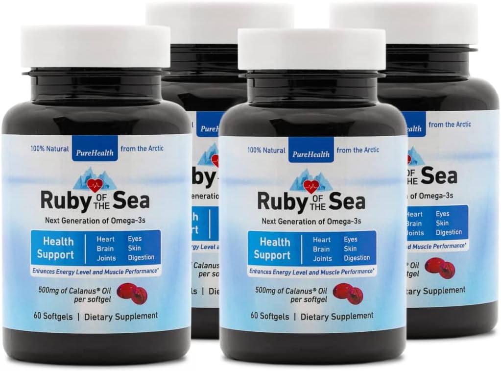 Tambahan Minyak Laut - Semua Calanus Natural Oil, Astaxanthin, Omega- 3 dan Acids Gendut - Jantung dan Kesehatan Otak Suplemen - 4 Pack