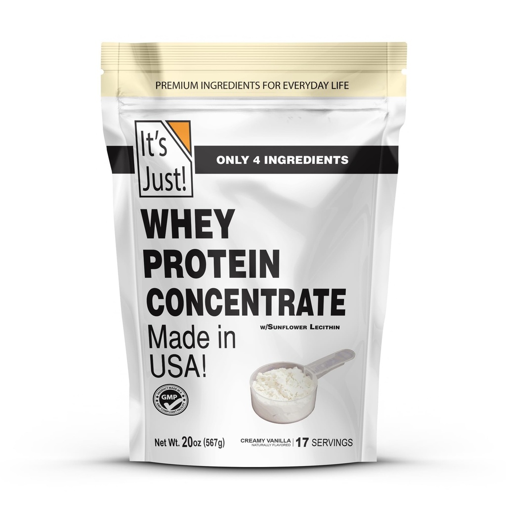 Hanya saja! - 100% Konsentrat Whey Protein, Dibuat di USA, Premium WPC-80, Natural Vanilla Flavor (1.25 Pound, / Vanilla)
