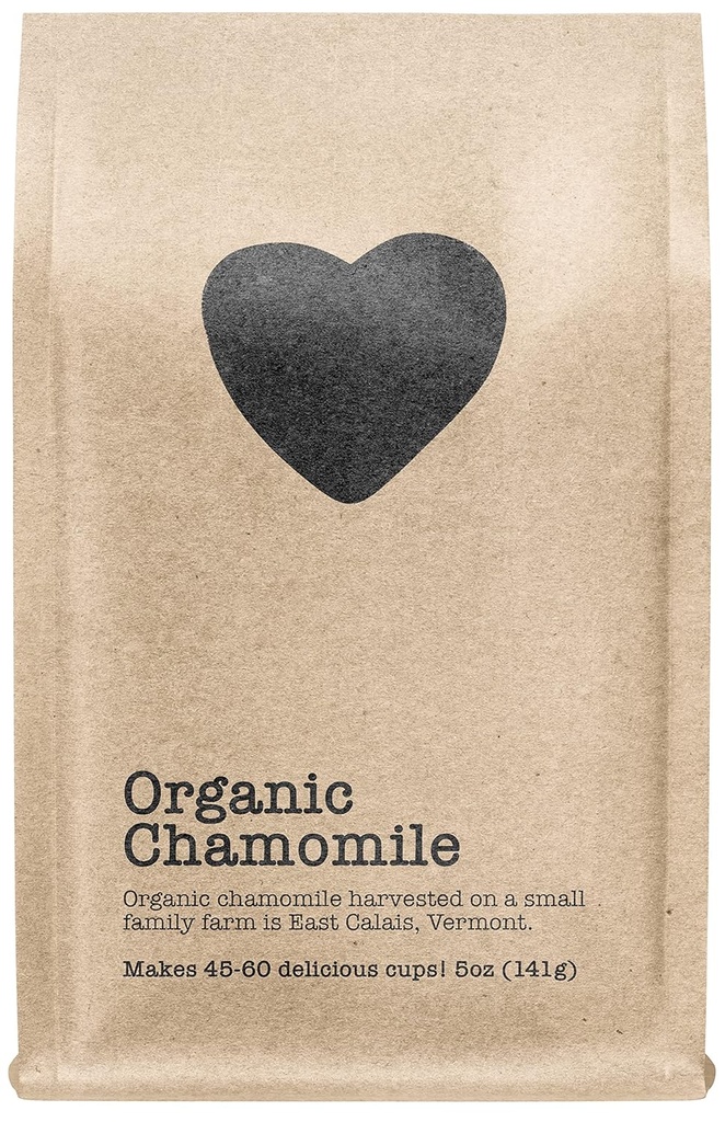 Chamomile Organik, 45- 60 Hamba, Eco-Conscious Zip Pouch, Caffeine Free, Pure Loose Leaf Tea Grown di Amerika, 5 Ounce (Medium)