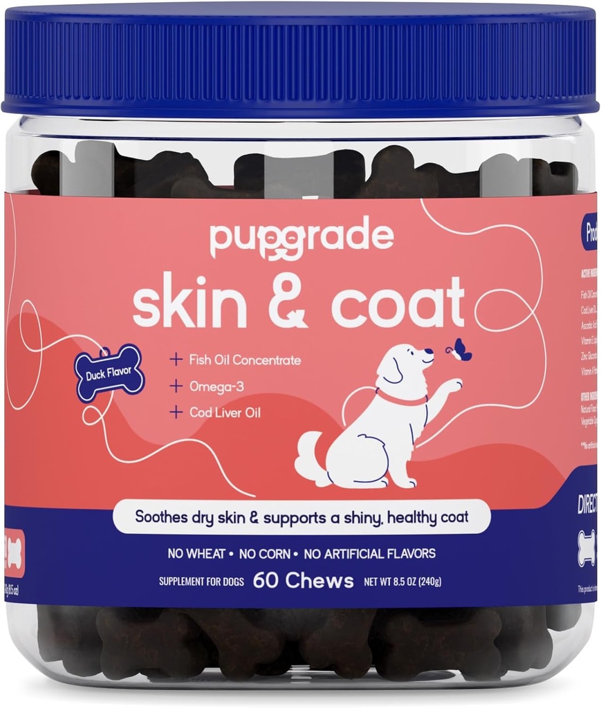 Pumpage Skin & Coat Soft Chew Supplement for Dogs - Dupports Healthy Skin, Coat, and Immune Fungsi - Kaya dalam Natural Fish Oil, Omega Fatty Acids, dan Vitamin - 60 Soft Chews
