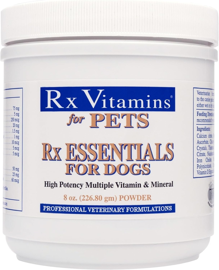 Rx Vitamin Esensial for Dogs - Vitamin & Mineral Multivitamin - Support Immune System Digetical Health & Bone Health - Powder 8 oz