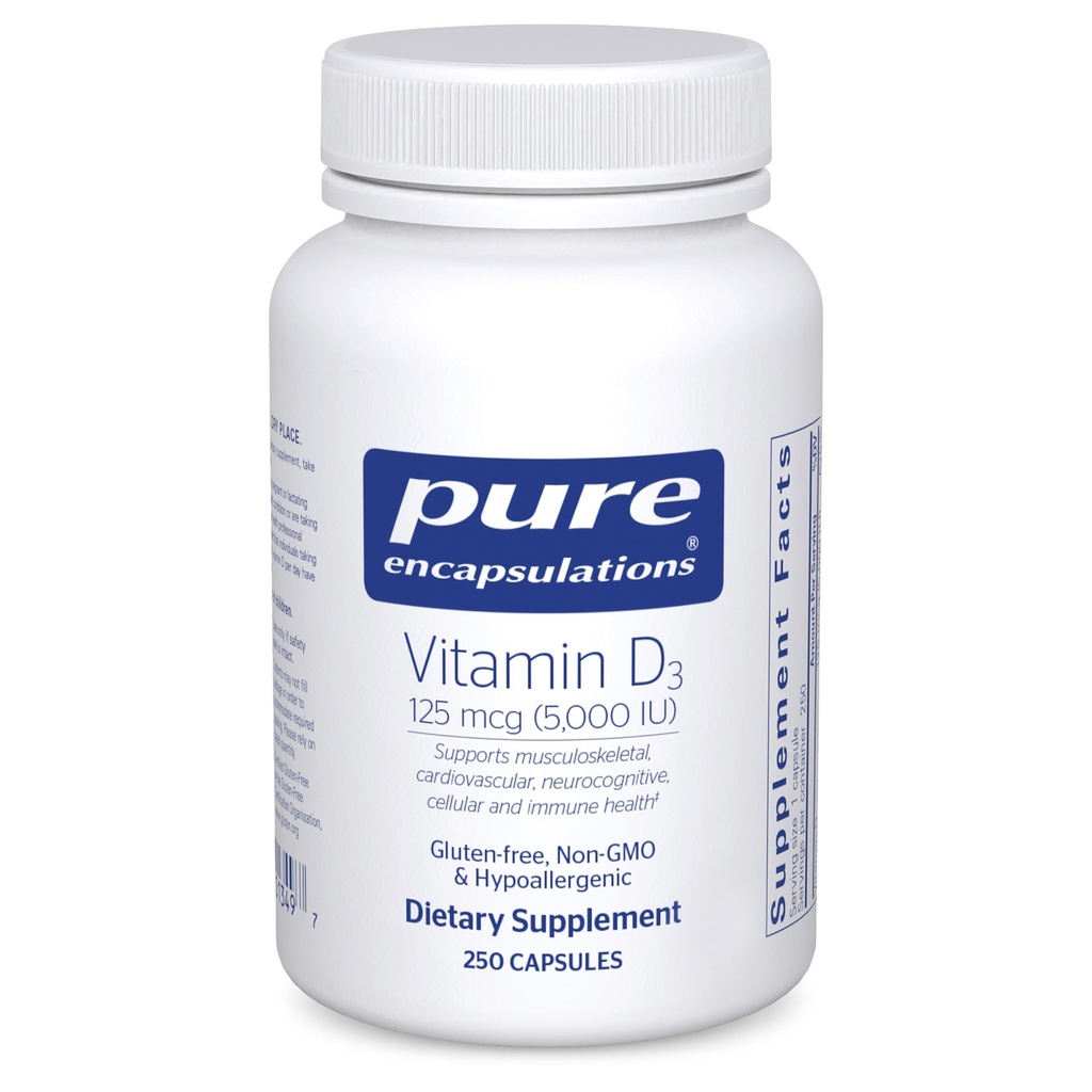 Encapsulasi Murni Vitamin D3 125 mcg (5.000 IU) - Tambahan untuk Dukung Bone, Gabungan, Breast, Heart, Colon, dan Imune Health * - dengan Vitamin D - 250 Capsules