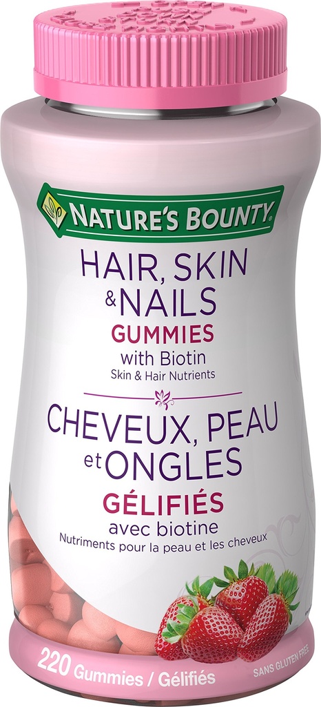 Nature 's Bounty Optimal Solutions Hair, Skin dan Nails Gummies - 220 Count