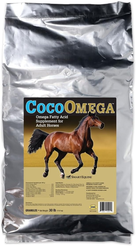 SmartEquine CocoOmega Granular 124; Suplemen Kuda untuk Skin, Hof, & Coat Kesehatan 124; Omegaga-3 Acids Gendut 124; 30 LB