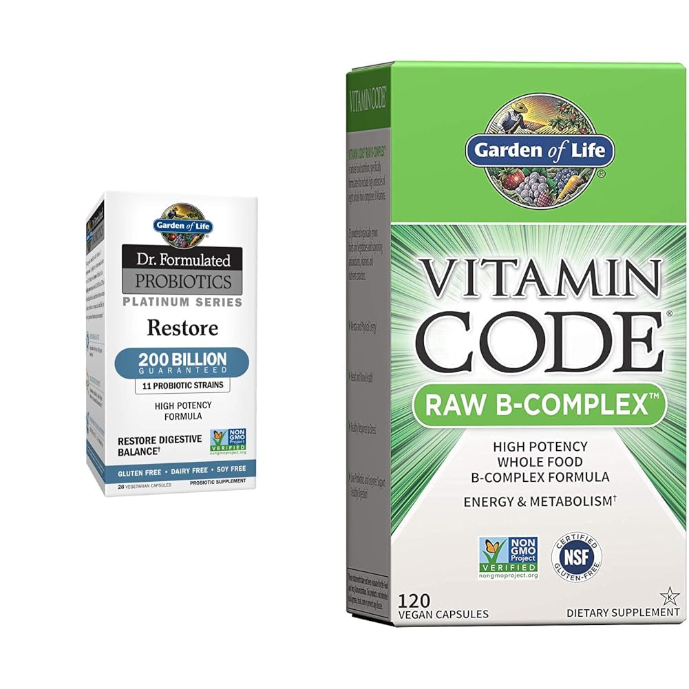 Taman Kehidupan Dr. Formulasikan Seri Protein Platinum Kembalikan 200 Milyar CFU & Vitamin B Kompleks - Vitamin Kode Raw B Kompleks - 120 Vegan Kapsul