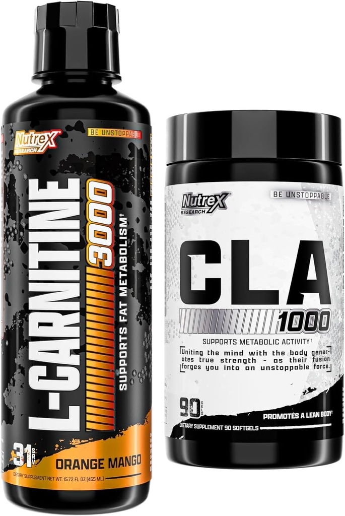 Nutrex Research Liquid Carnitine 3000 - CLA 90 Soft Gels - 1000mg Conjugated Linolec Acid Active Blend from Safflower Oil