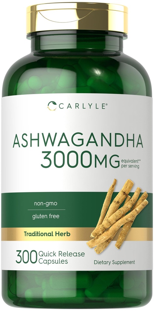 Carlyle Ashwagandha Tambahan untuk Perempuan dan Pria: 124; 3000mg 124; 300 Capsules 12.4; Herb Root Extract dengan Hitam Pepper 124; Non-GMO dan Gluten Bebas