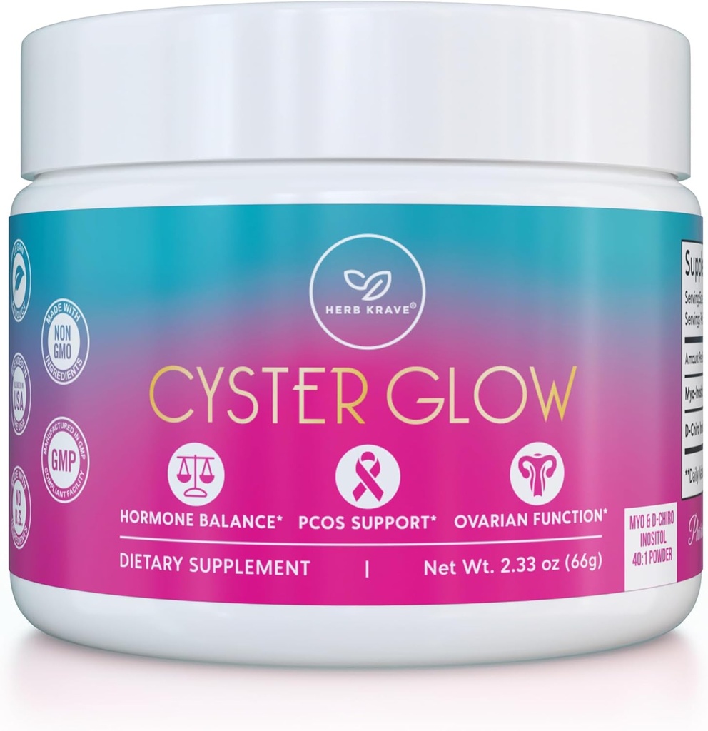 Cyster Glow Premium Myo- Inositol dan D-Chiro Inositol Quoder untuk PCOS Suplemen Perempuan -Ideal 40: 1 Ratio-Hormone Keseimbangan, Kesuburan, Fungsi Ovarian sehat -Vitamin B8-30