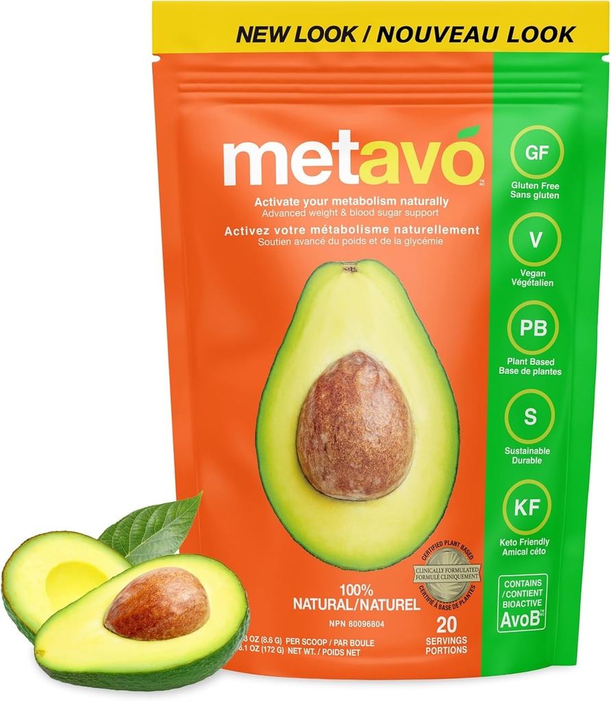 Metavo Smoothie Mix - Energy Support with AvoB, Vitamin C & Chromium, Ideal for Smoothie Blender Recipes, Sugar- Free Nutrition Powder, Healthy Beverage for Adulants, 20 Servings- 1 Count