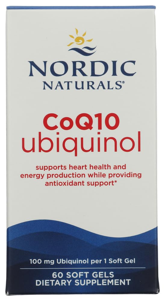 Nordic Nacials Nordic CoQ10 Ubiquinol - 60 Mini Soft Gels - 100 mg Coenzim Q10 (CoQ10) Ubiquinol - Heart & Brain Health, Cellular Energy Produksi, Antioksidant Dukungan - Non-GMO - 60 Servings