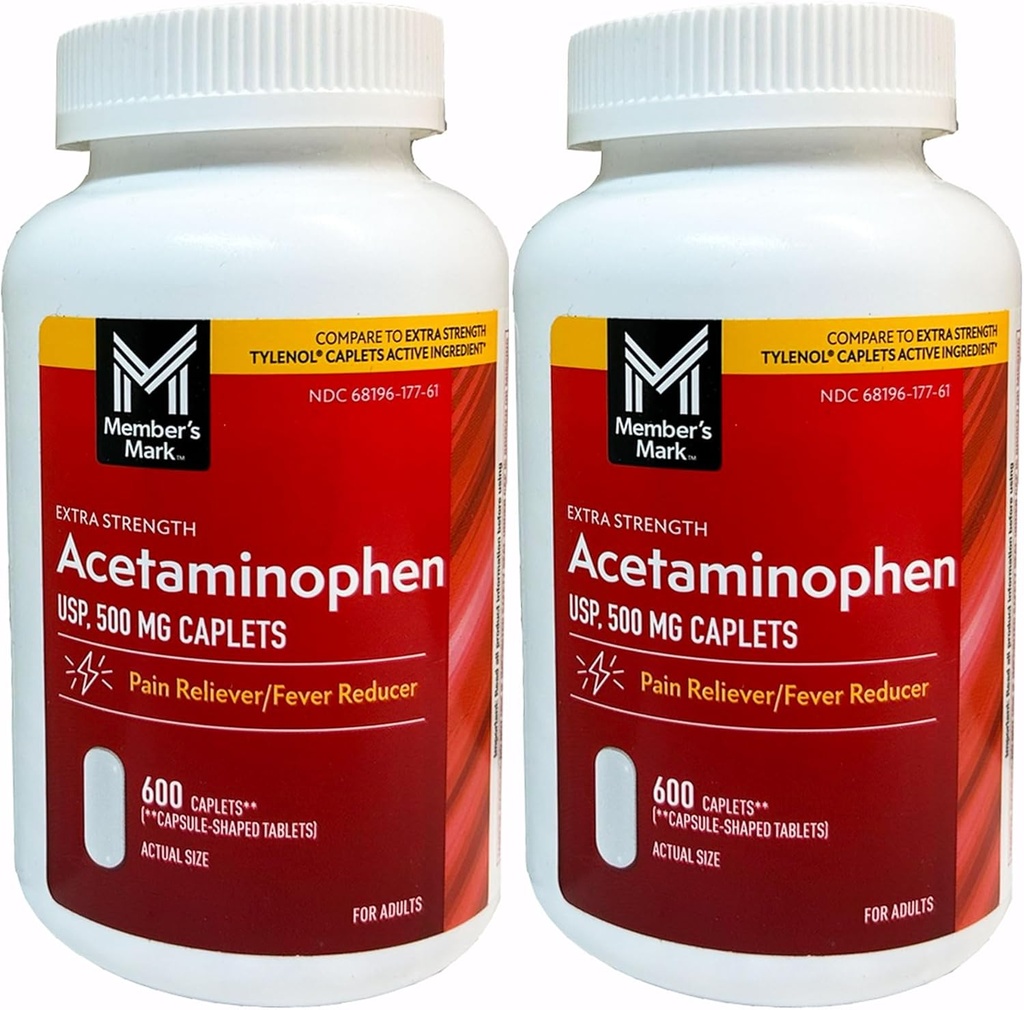 Tanda Anggota 500mg Ekstra Kekuatan Acetaminofhen MegaSize 2Pack (600 Cacah Masing-masing) 7hm2Dcs