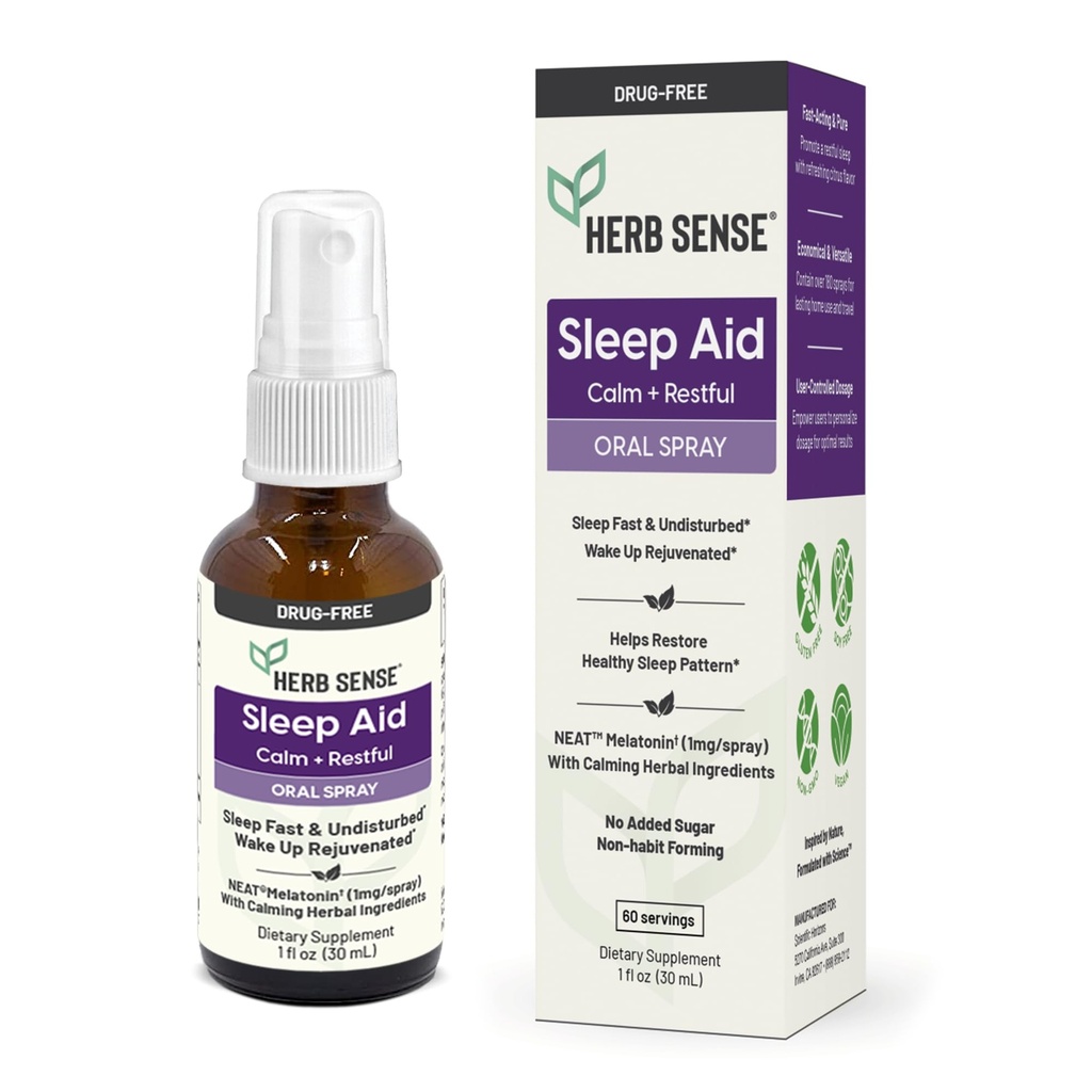 Sleep Aid, Liquid Melonatin, Natural Herbs, Tenang, Reserve, Oral Spray, 1 oz, Drug-Free, 60 Servis