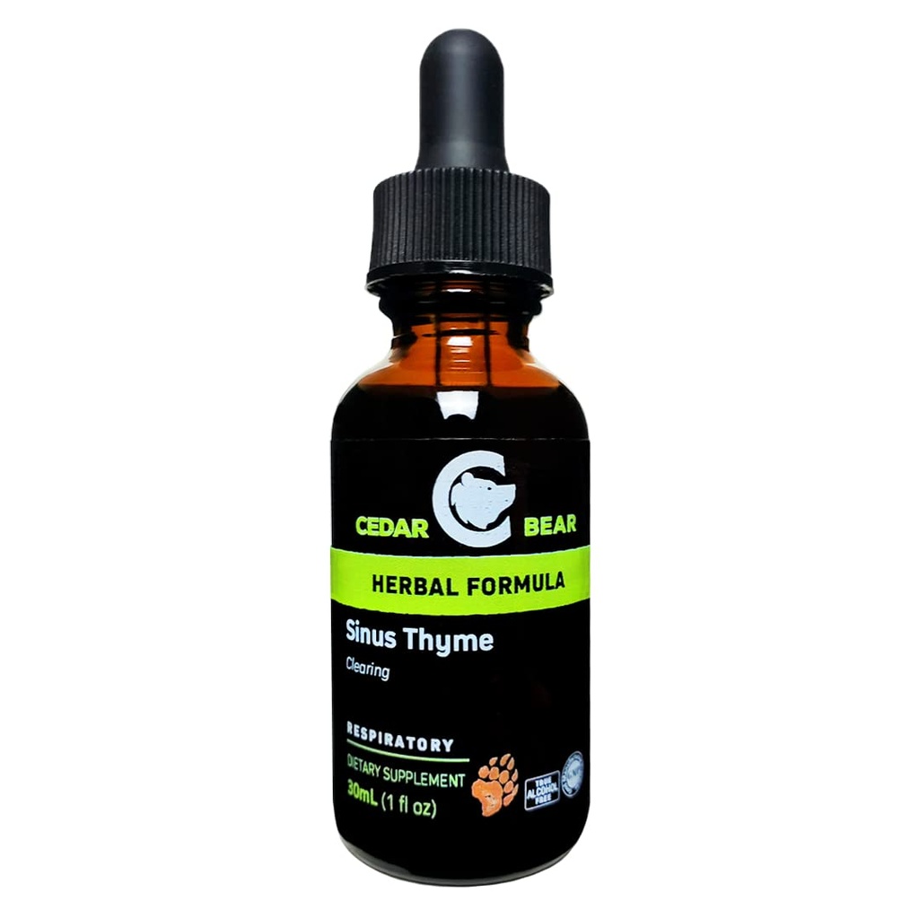 Cedar Bear Sinus Thyme a Cair Herbal Supplement That Supports Clear Functioning in The Sinuses and Enhances Ammune Functions 1 fl oz / 30 ml