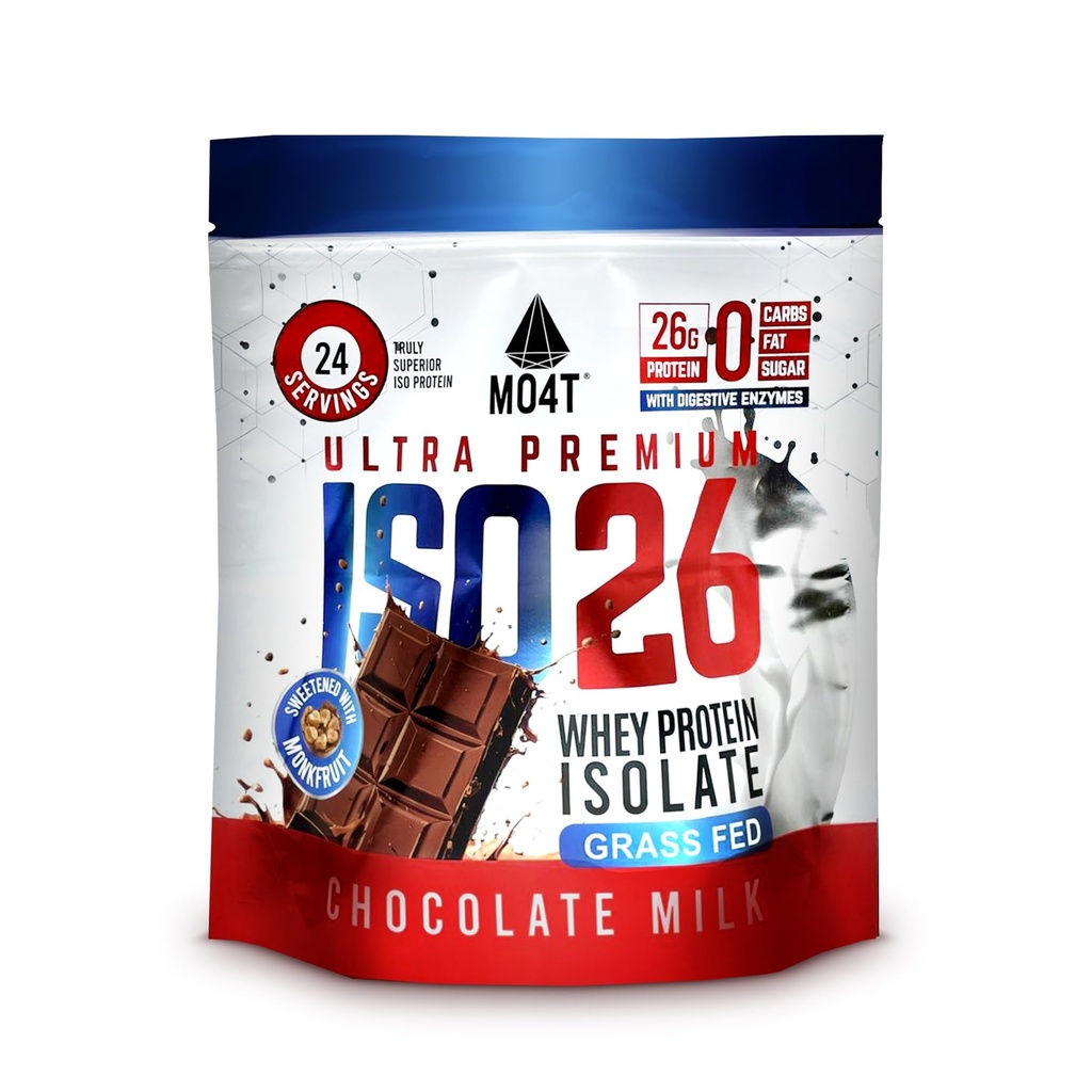 ISO26 Grass Fed Whey Protein Isolate tanpa pemanis buatan. Tentu Sweetened dengan Monk Buah, 1.6 Pounds, 24 hamba, Coklat Susu.