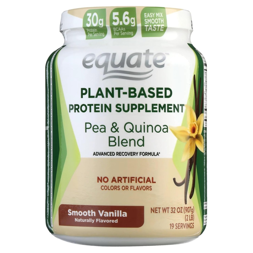 Naisian Equate New Plant-Based Protein Suplement, Smooth Vanilla 2 Lbs