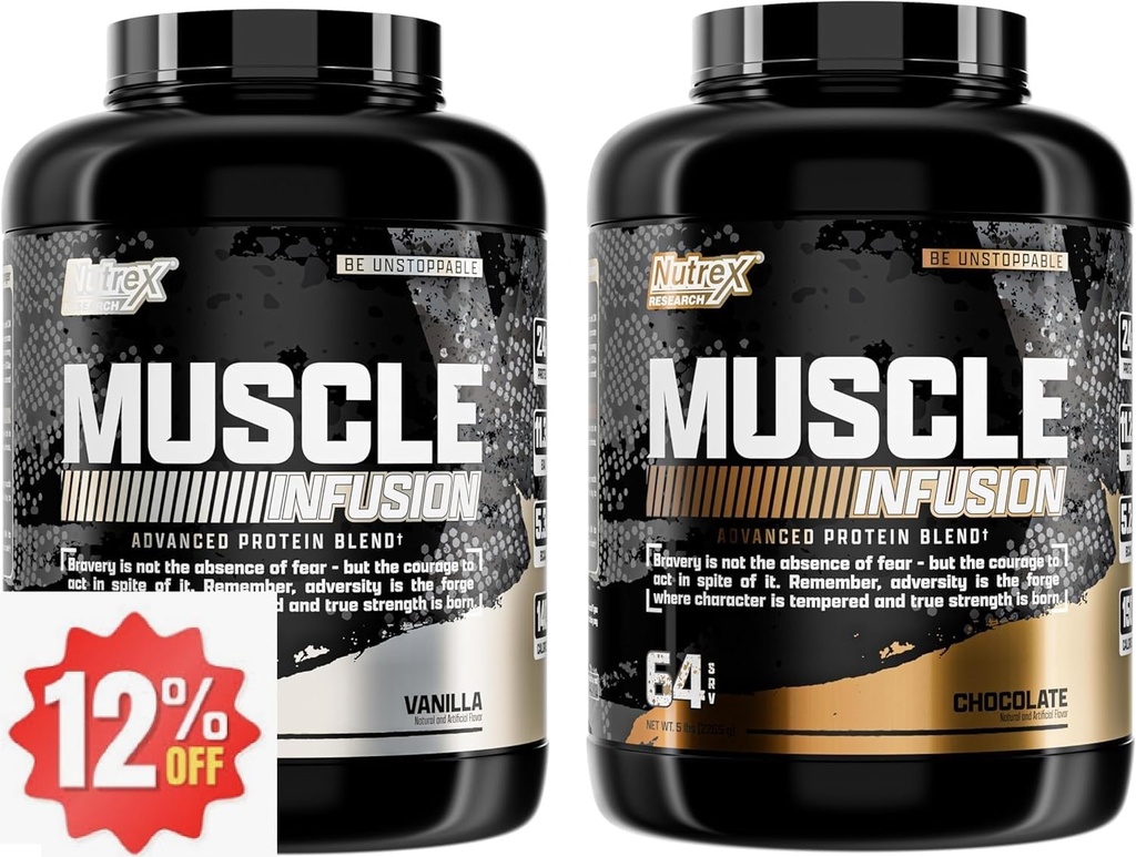 Bundle Whey Protein Powder, Vanilla and Chocolate Muscle Infusion Whey Isolate EAA & Hi BCAA for Muscle Gain - 5 Pounds - Muscle Builder for Men & Women, Sports Nutrition, Deticious Tasture & Texture