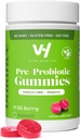 VitaHustle Pre + Probiotic Gummies, Vegan, Gut Health, Ditraffic, Bloating, Relief, Imune Support, Low Sugar, Plant Based, Non GMO, Berry Flavor, 50 Count