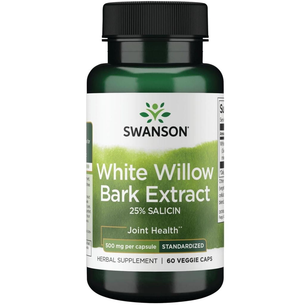 Swanson Maksimal Kekuatan Willow Putih Bark Ekstraksi Dukungan Bersama & Peninggalan Otot-Tersedia untuk 25% Suplemen Alam tanpa Kurung Perut (60 Veggie Caps, 500mg Masing-masing)