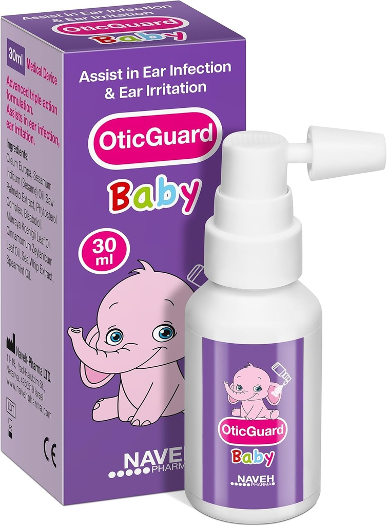 PHARMA NAVEH OTIK Guard Bayi Ear - Minyak Ear Natural untuk Ear Wax Removal & Infeksi Bantuan - Pembersih Telinga Lembut untuk Bayi, Anak-Anak Toddlers