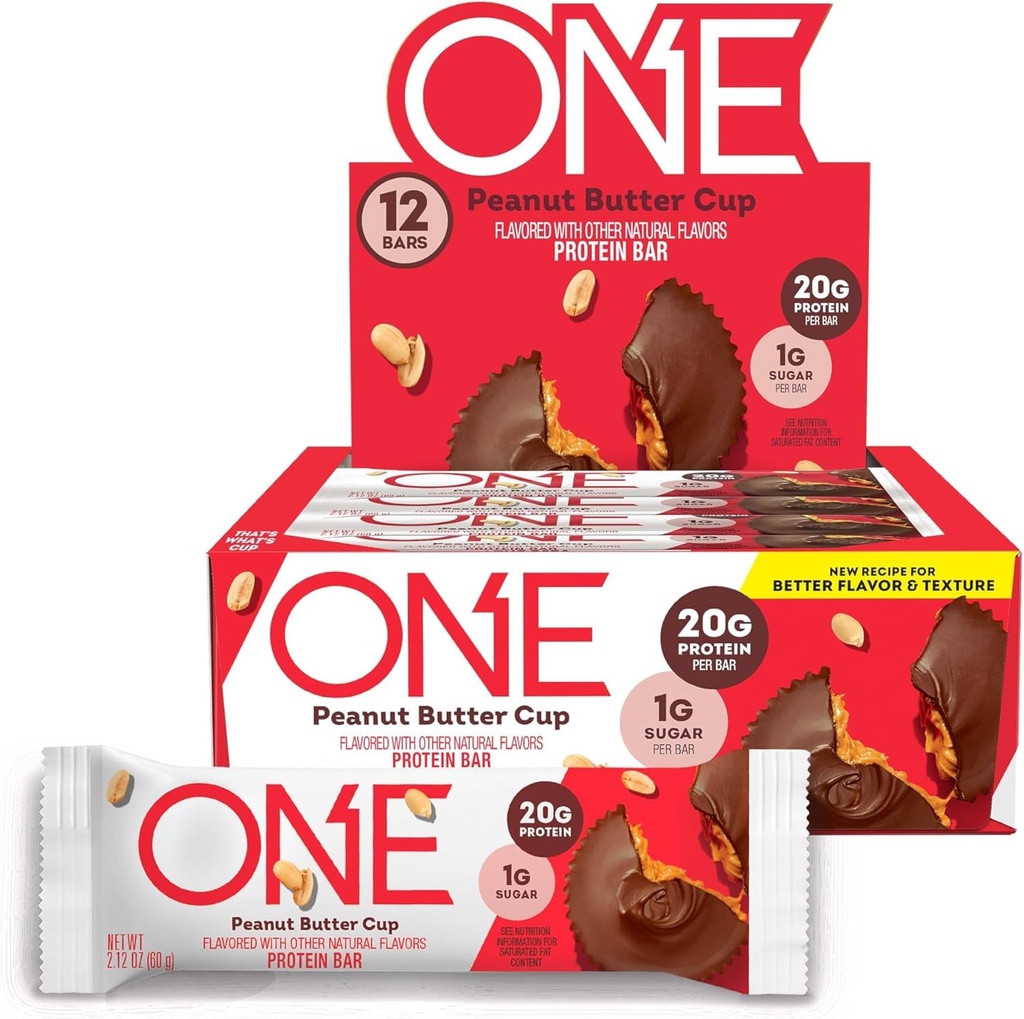 Satu Protein Bars, Peanut Butter Cup, Gluten Free dengan 20g Protein dan 1g Sugar, Staples Pantry, 2.12 oz (12 Count)