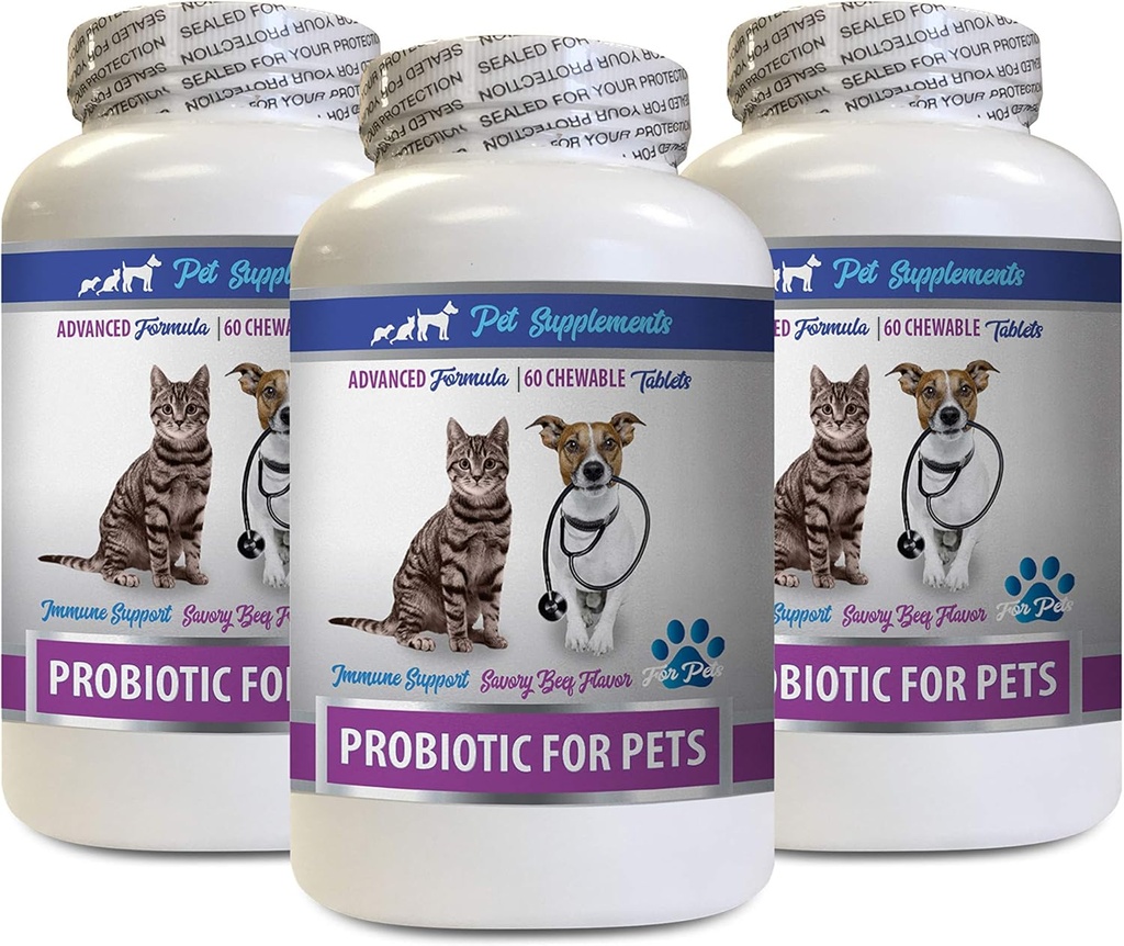 Kucing Bad Breath Home Remedy - PROBIOTICS for Pets - Dogs Cats - Bad Gas and Breath Treats - Advanced Ammune Boost - cat Digeptical support - 3 Botol (180 Treats)