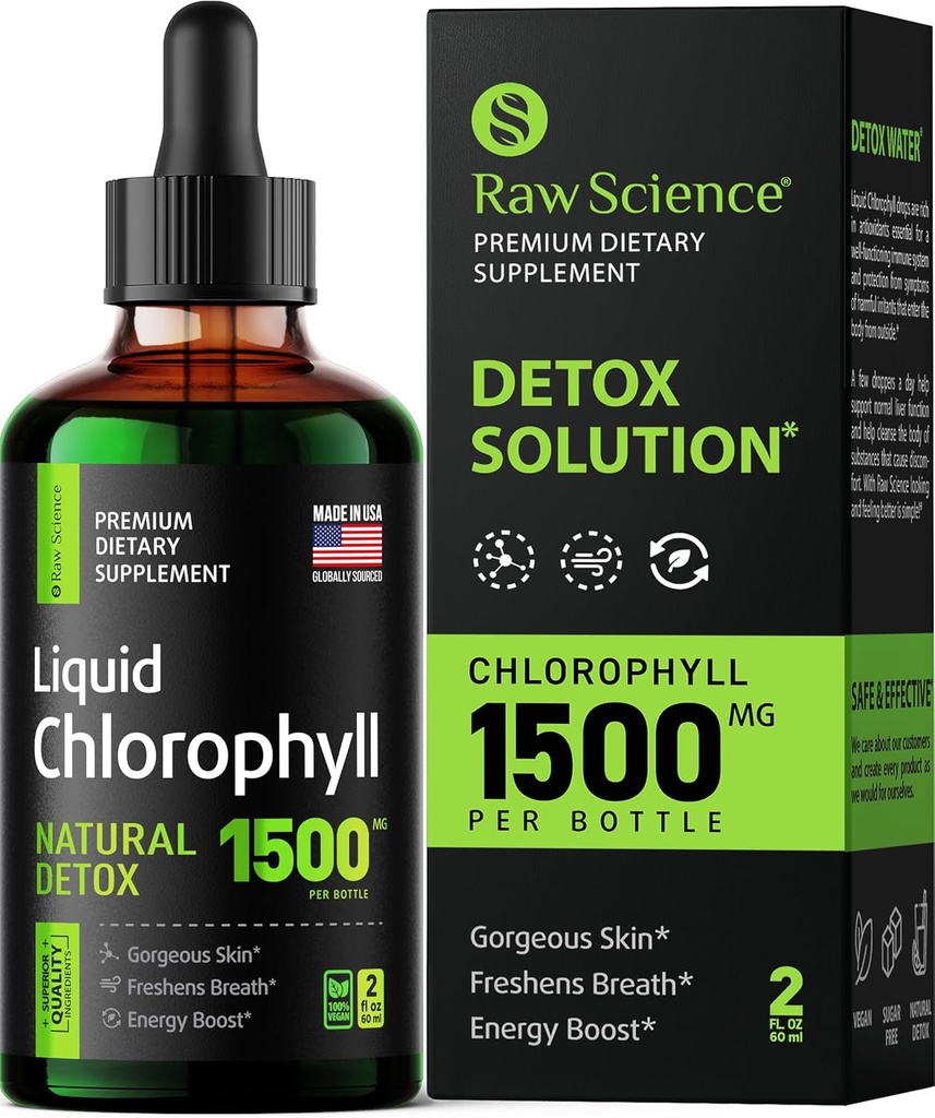 Chlorofil Cair Drops - Tubuh Deodorizing Suplemen, Natural Energy Boost, Organic Chlorophill Cepat Melambat Cair Vegan Chlorophill - Oksigen Boost & Internal Deodoran, Detox Liquid Oxy Drops