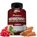 NutriFlair Premium Berberine HCL 1200 mg, 120 Capsules - Plus Pure True Ceylon Cinnamon, Support Root HCI Berberine - Imune System - menghasilkan Optimal 8% HCI