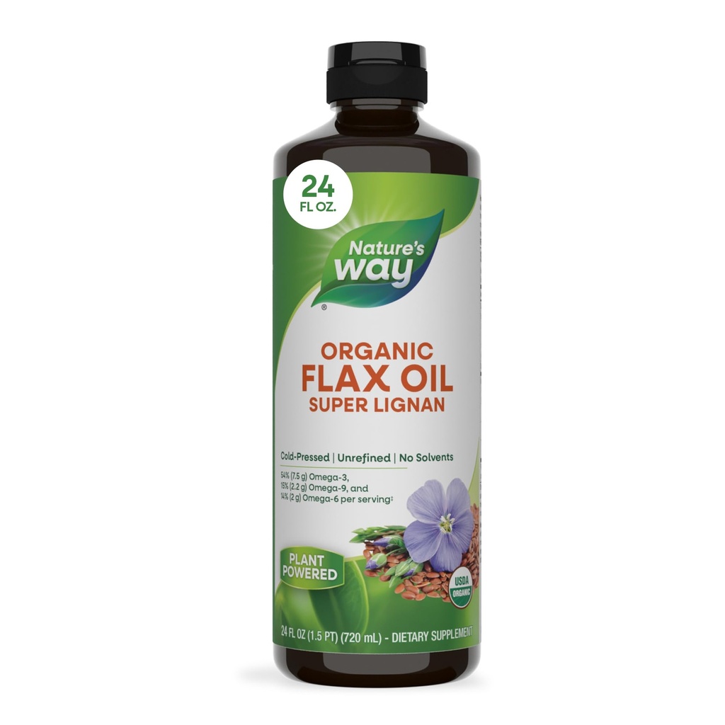 Nature 's Way Organic Flax Oil Super Lignan, Cold- Menekan, dan Tidak halus, 24 Fl Oz