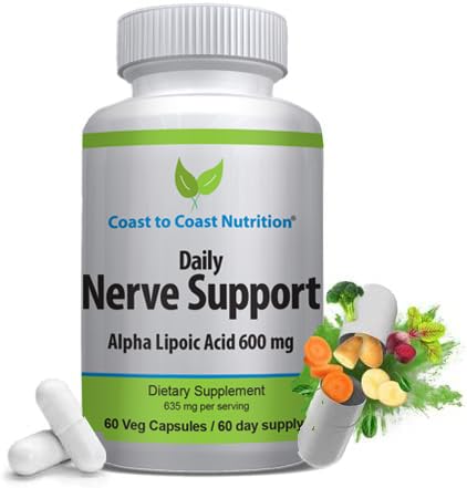 Dukungan Nerve - Advanced Nerve Relief with Alpha Lipoic Acid 650 mg - Nerve Vitamin for Ease of Hands, Legs, and Foot Aches - 60 Capsules / 30 Day Supply