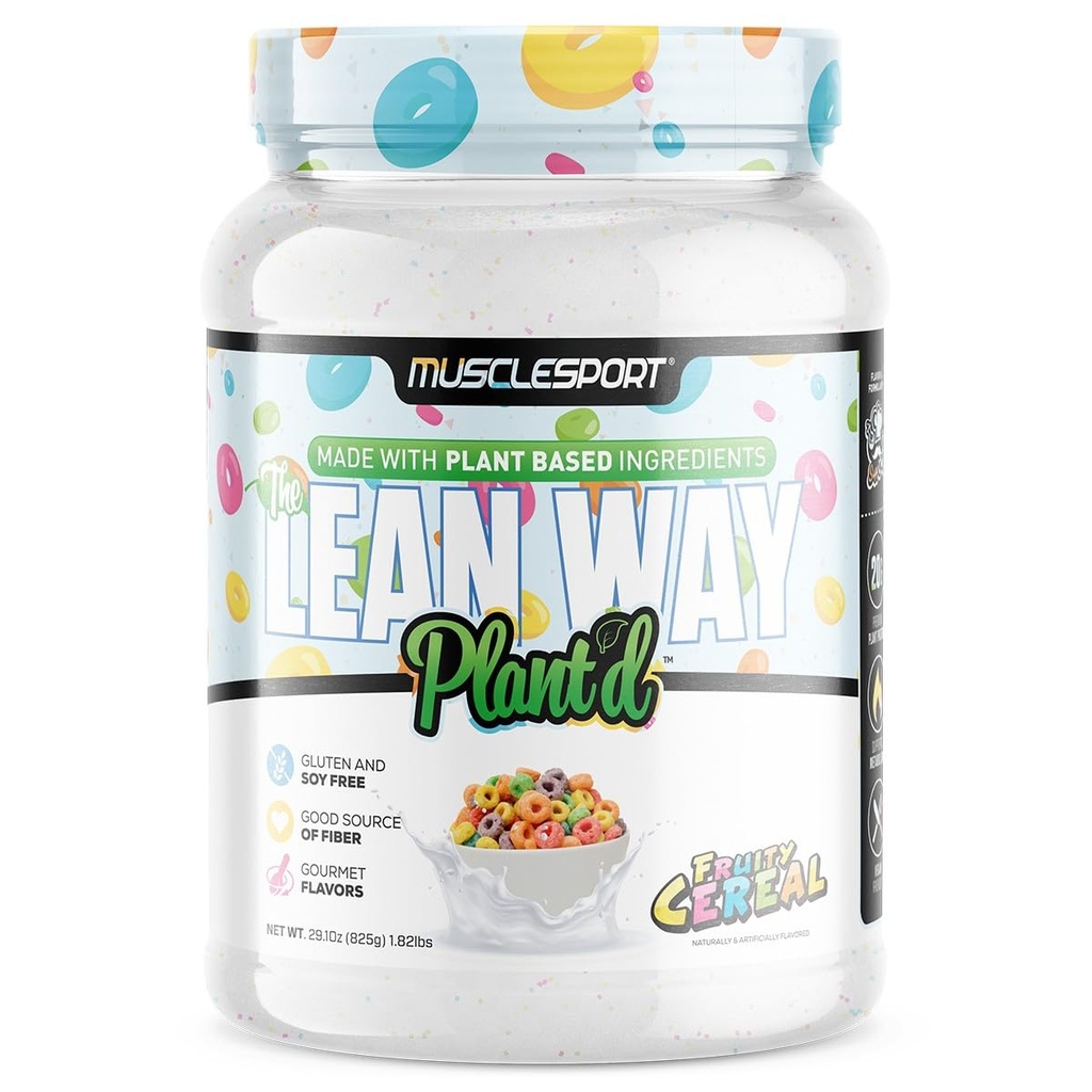 Musclesport Lean Way Plant Protein - Pea Protein dan Brown Rice Protein Blend, dengan tambahan CLA, MCT dan L- Carnitine - 20 Sereal Fruity)
