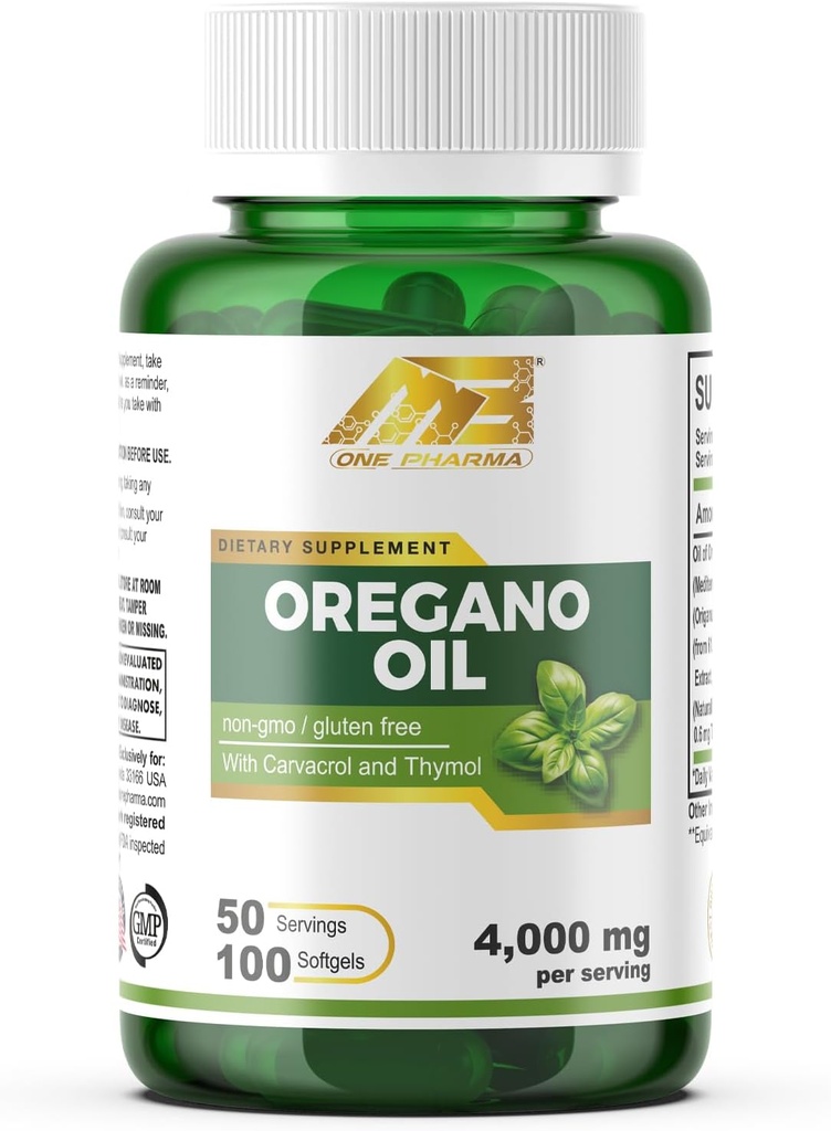 MB One Oregano Oil 4000mg65: 1 Ekstrak dari Mediterania Oregano - Tinggi di Karvacrol- Ekstra Strength - 100 Softgeels Non- GMO, Gluten Bebas