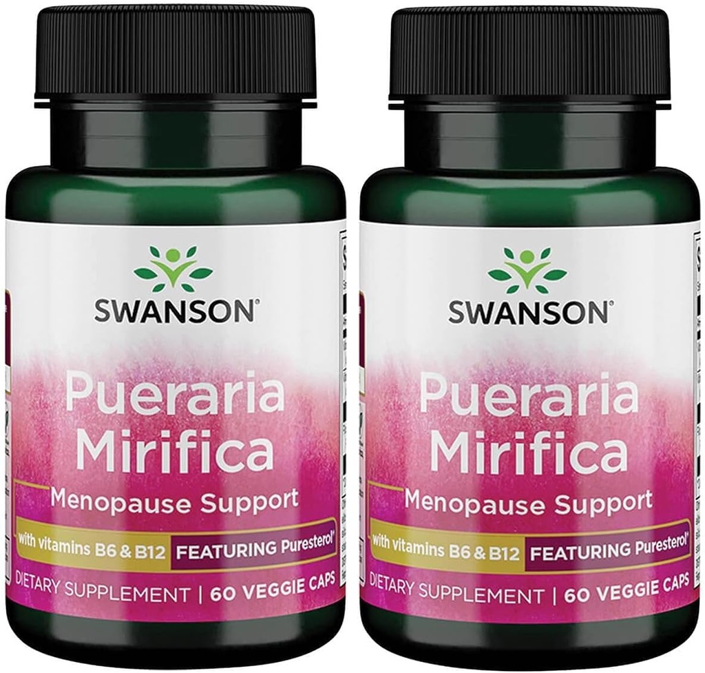 Swanson Pueraria Miffica dengan B6 '&' B12 - Menampilkan Puresterol 60 Veg Caps 2 Pack