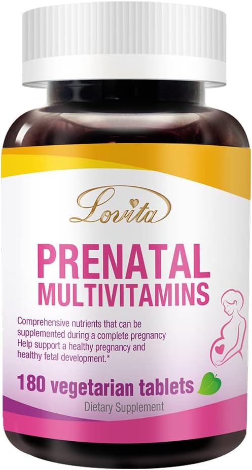 Lovita Prenatal Multivitamin - Dukungan Nuklir Comprehensive untuk Sebelumnya, During, dan Post- Pregnancy - 180 tablet Vegetarian