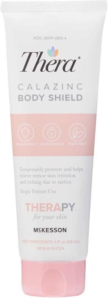 McKesson 's Thera Calazinc Body Shield, Calamine with Zinc Cream -Skin Barrier Ocier for Eczema, Psoriasis, Diaper Rash - 4 oz. Tabung, 1 Cacah