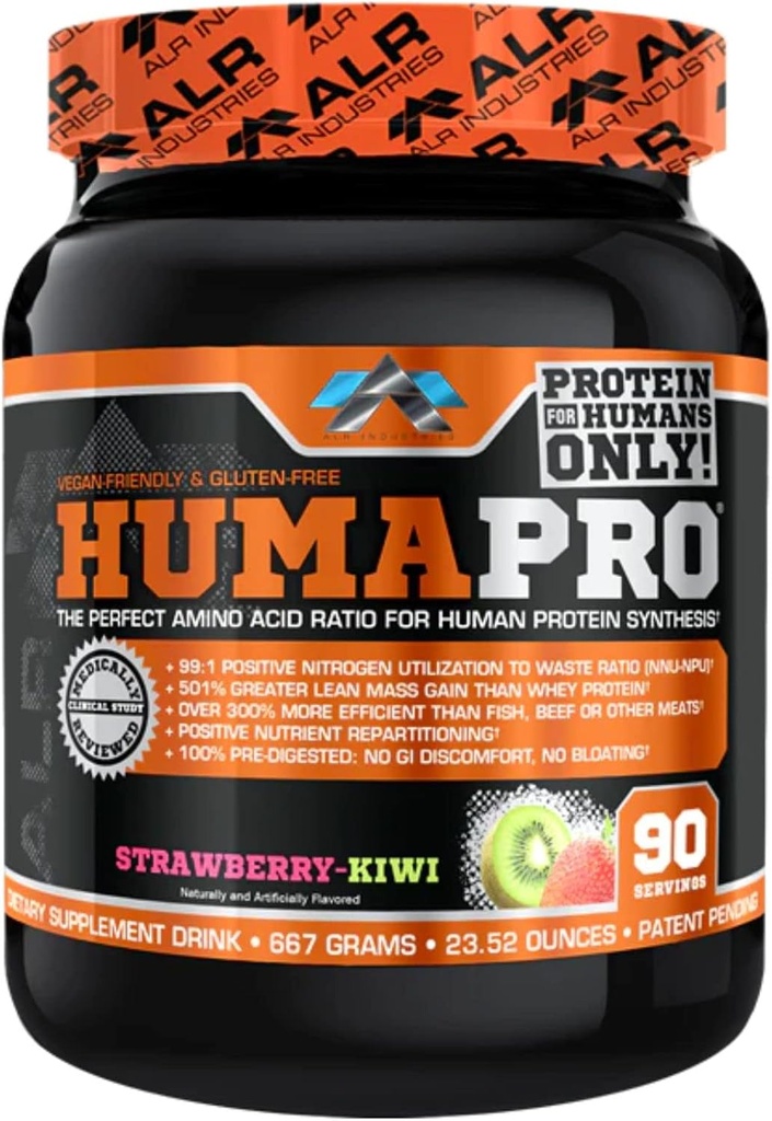 Humapro 124; Amino Acids Protein Matrix untuk Manusia 124; 99% Utilisasi untuk Lean Muscle 124; Vegan, Gluten Free 124; 667g / 90 melayani (Strawberry Kiwi)