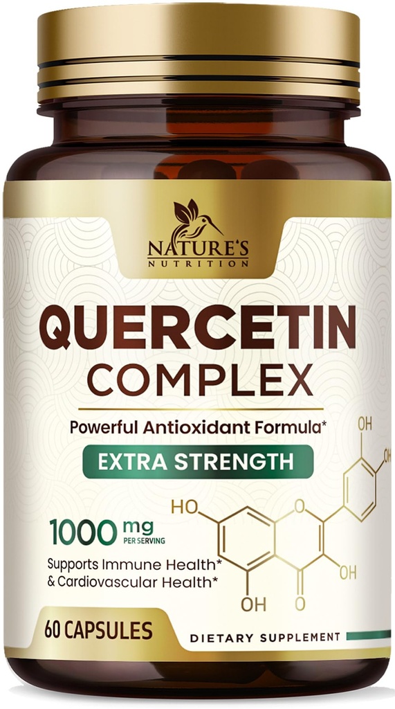 Suplemen Quercetin 1000mg - Natural, Plant-Based Dukungan bagi Imune, Cellular, Repiratory & Seasonal Perubahan - Ekstra Quercetin Dihidrat dari Sophora Yafika - 60 Vevgie Capsules