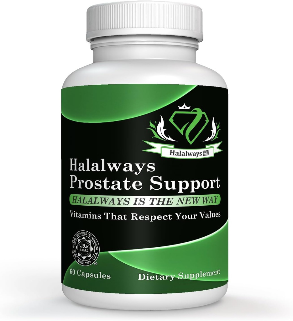 Halalways Prostate Support Certified Halal Suplemen (Saw Palmetto, Plant Skol Complex, Selenium, Pygeum africanum Bark Powder)