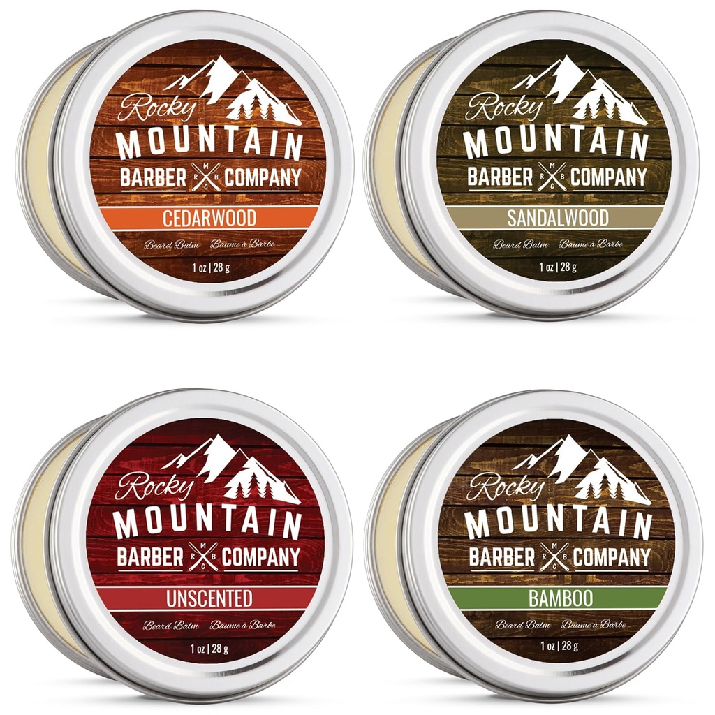 Beard Balm Variety Pack - 4 Natural Sample (1 oz masing-masing) dengan Argan Oil, Shea Butter, Coconut Oil & Jojba Oil - Kaya dalam Vitamin & Mineminum
